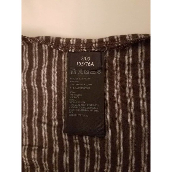 AllSaints Miro Long Sleeve Stripe Tee US8 UK12 NWT - Picture 7 of 8